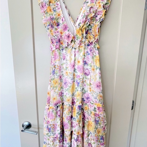 Storia Floral Ruffle Maxi Dress size S - Picture 2 of 5